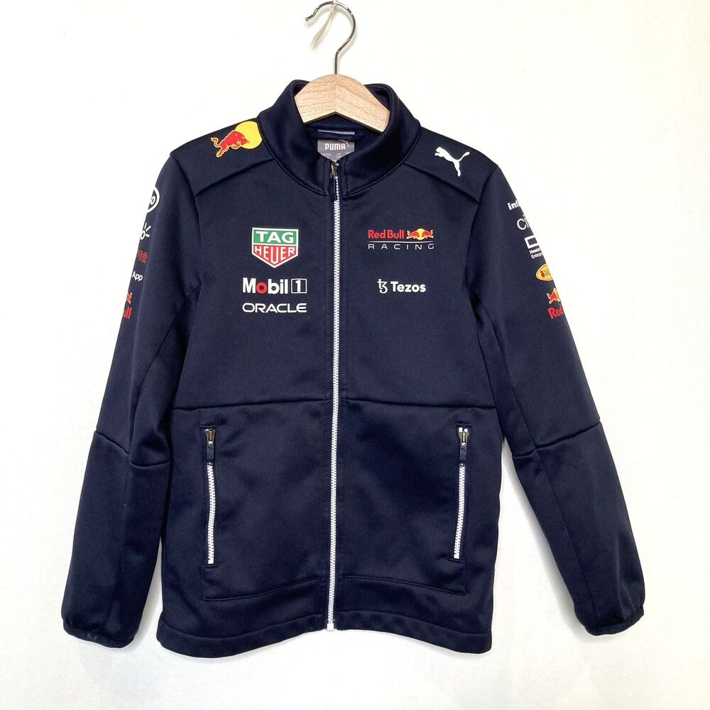 Puma Red Bull Racing F1 Team Blue Pullover Jacket XS 7-8Yr Oracle/Mobil 1-TAG